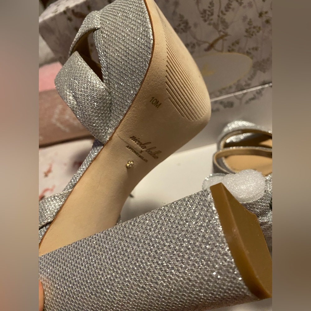 Antonio Melani x Nicola Bathie Lila Bow Detail Platform Dress Sandals silver - Picture 5 of 9
